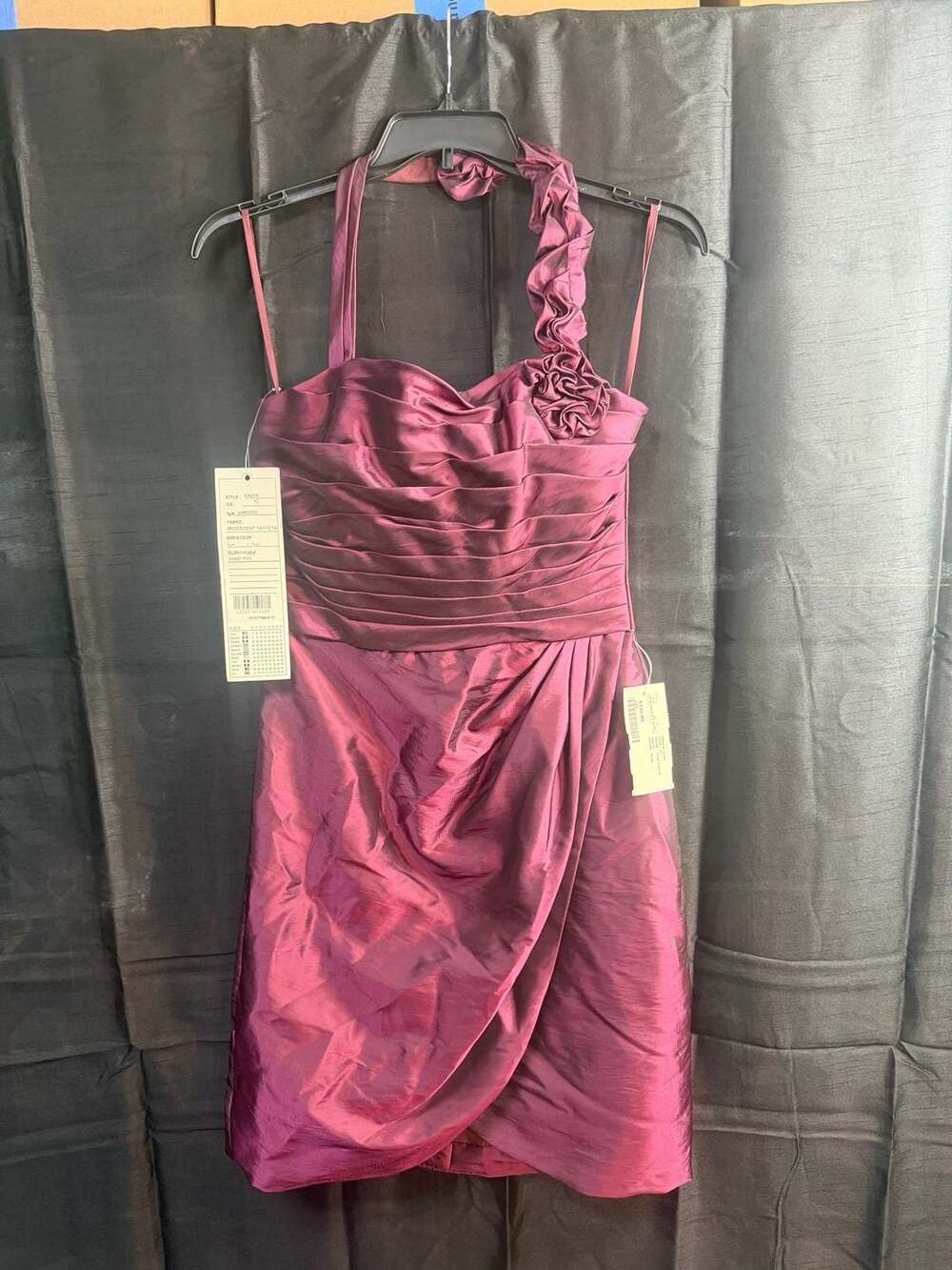 Demetrios Iridescent Taffeta Plum Cocktail Dress Size 10 Style DA209